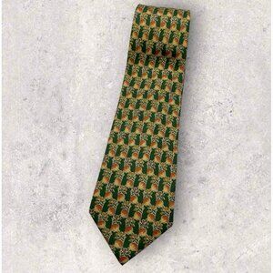 FENDI Silk Tie ITALY Green Orange Apple W:3.8" EUC